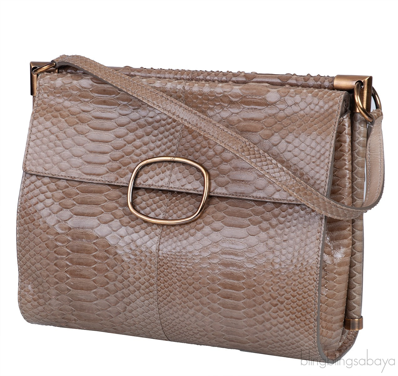 Roger Vivier Greyish Brown Python Shoulder Bag