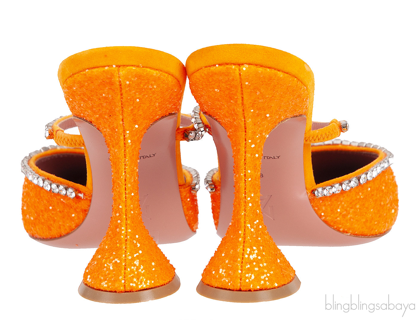 Gilda Crystal -Embellished Orange Glitter Mules