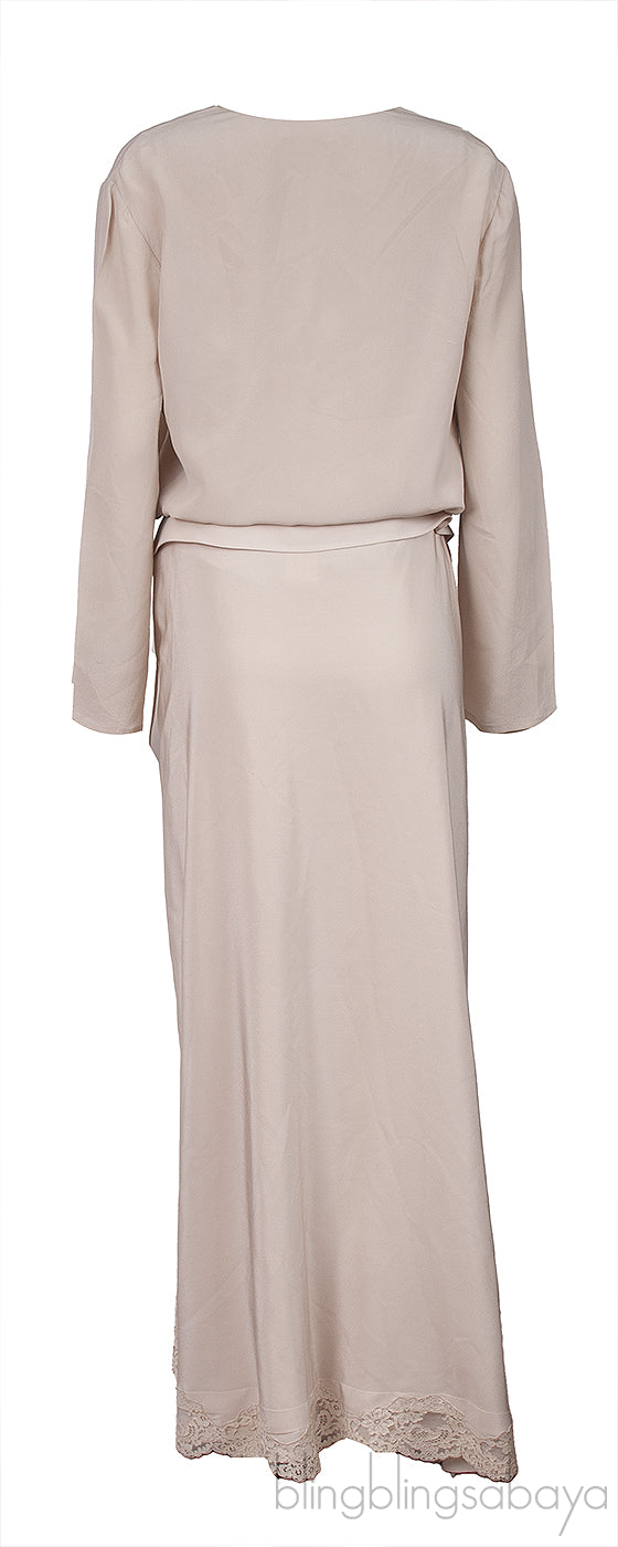 Chloe Albaster Long Sleeve Top and Lace Trim Maxi Skirt