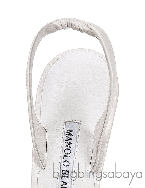 White Callasli 90 Leather Slingback Sandals