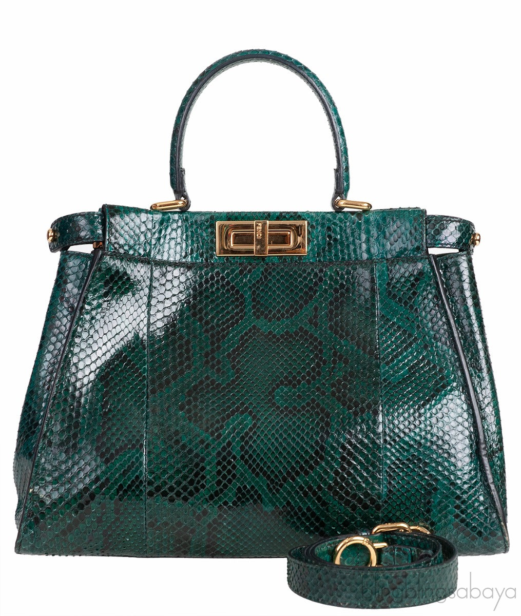 Fendi Peekaboo Medium Green Python Bag