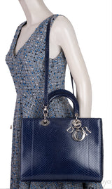 Lady Dior Large Blue Python Bag