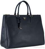 Black Saffiano Double Zip Large Tote
