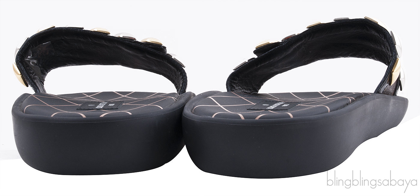Brown Monogram Slide Sandals