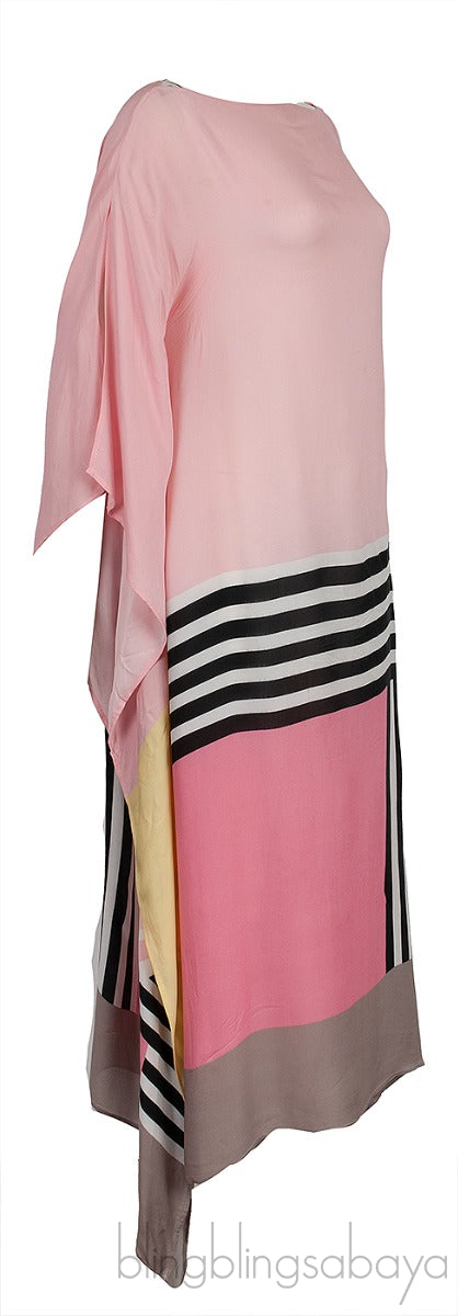 Pink Printed Kaftan Dress