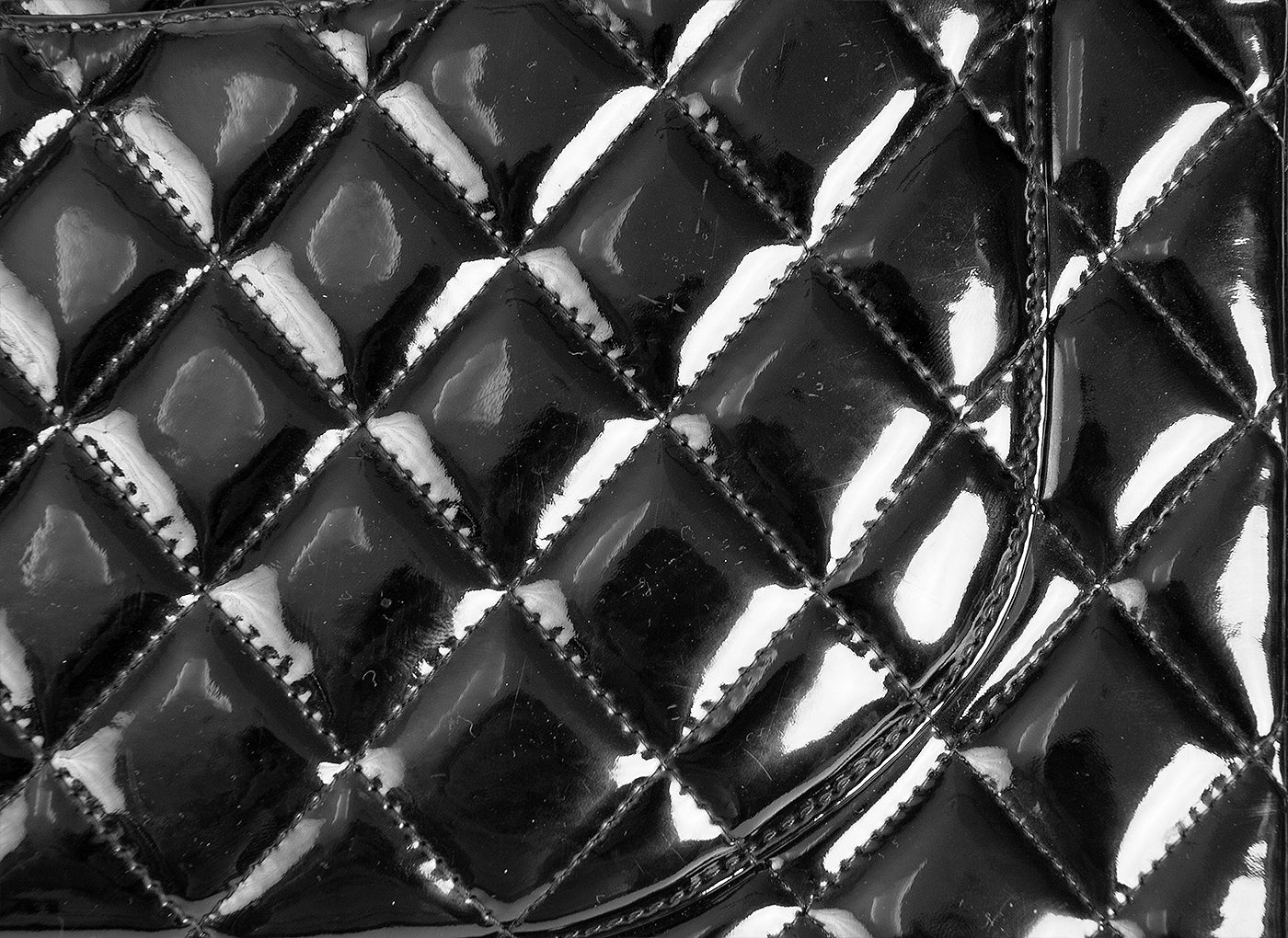 Black Patent Maxi Double Flap Quilted Bag