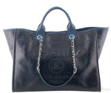 Deauville Large Blue Leather Tote