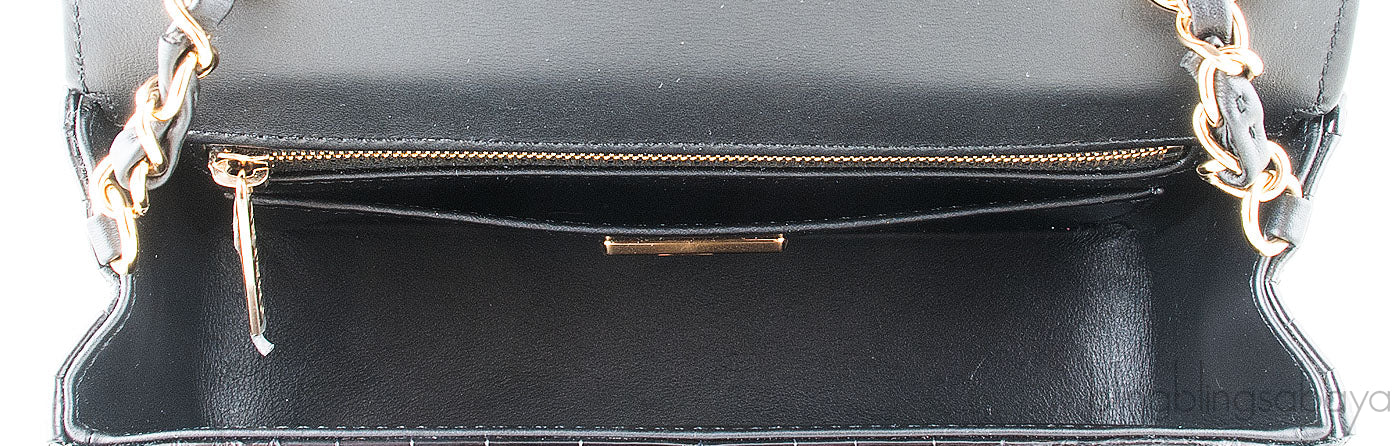 Black Croc Mini Single Flap Bag