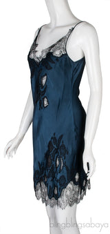 Dark Blue Lace Trim Cami Sress