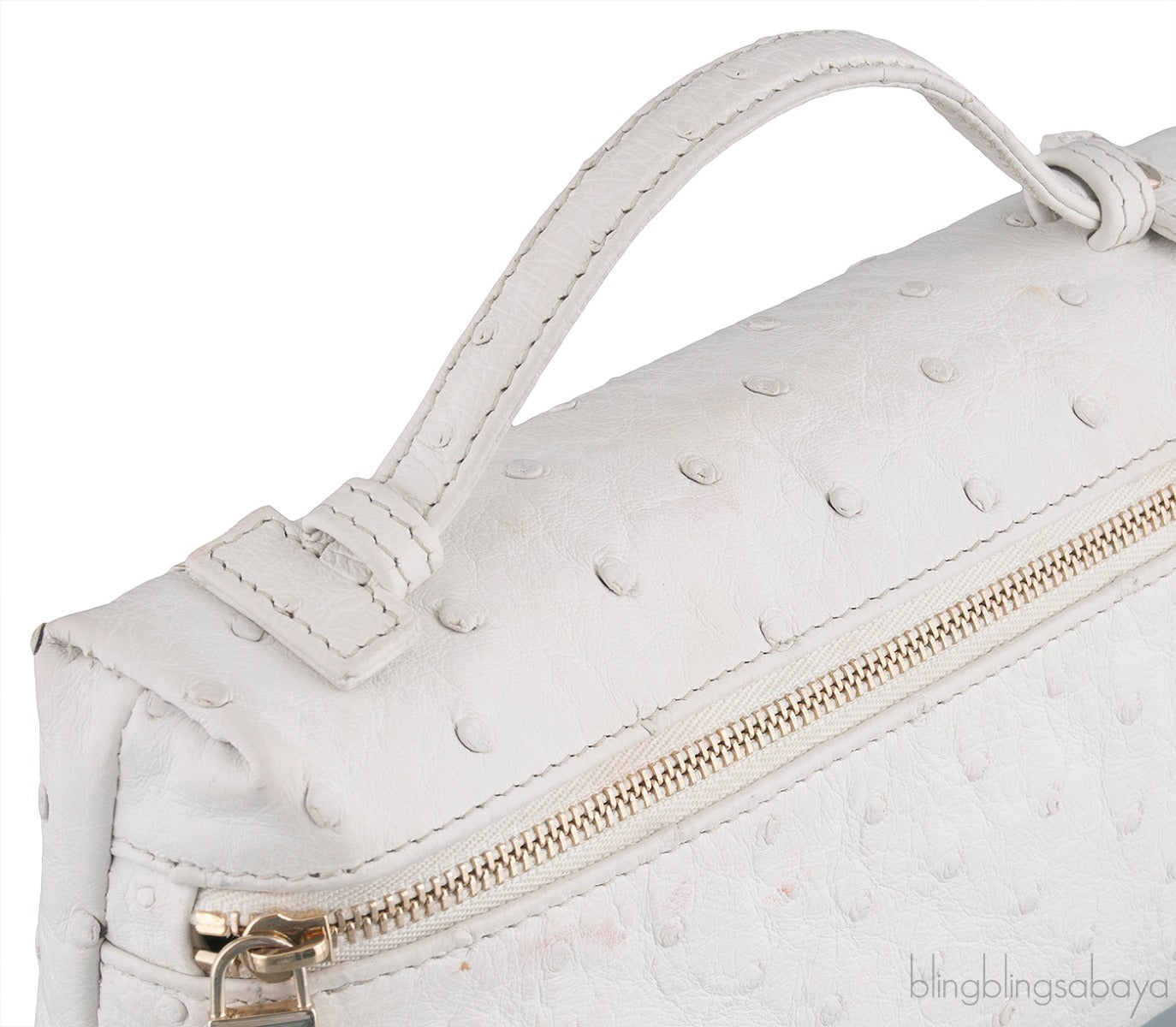 L19 White Ostrich Pouch