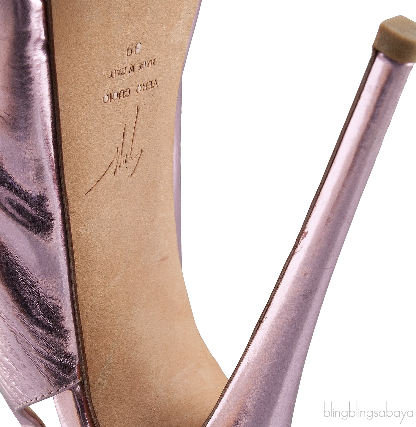 Metallic Pink Slingback Heels