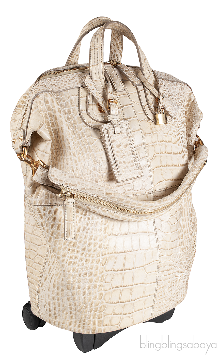 Nightingale Calf Leather Croc Embossed Luggage Trolley