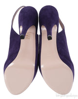 Gucci Purple Suede Slingback Peep Toe