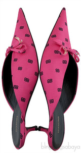 Silk BB Pink Knife Pointed Toe Mules