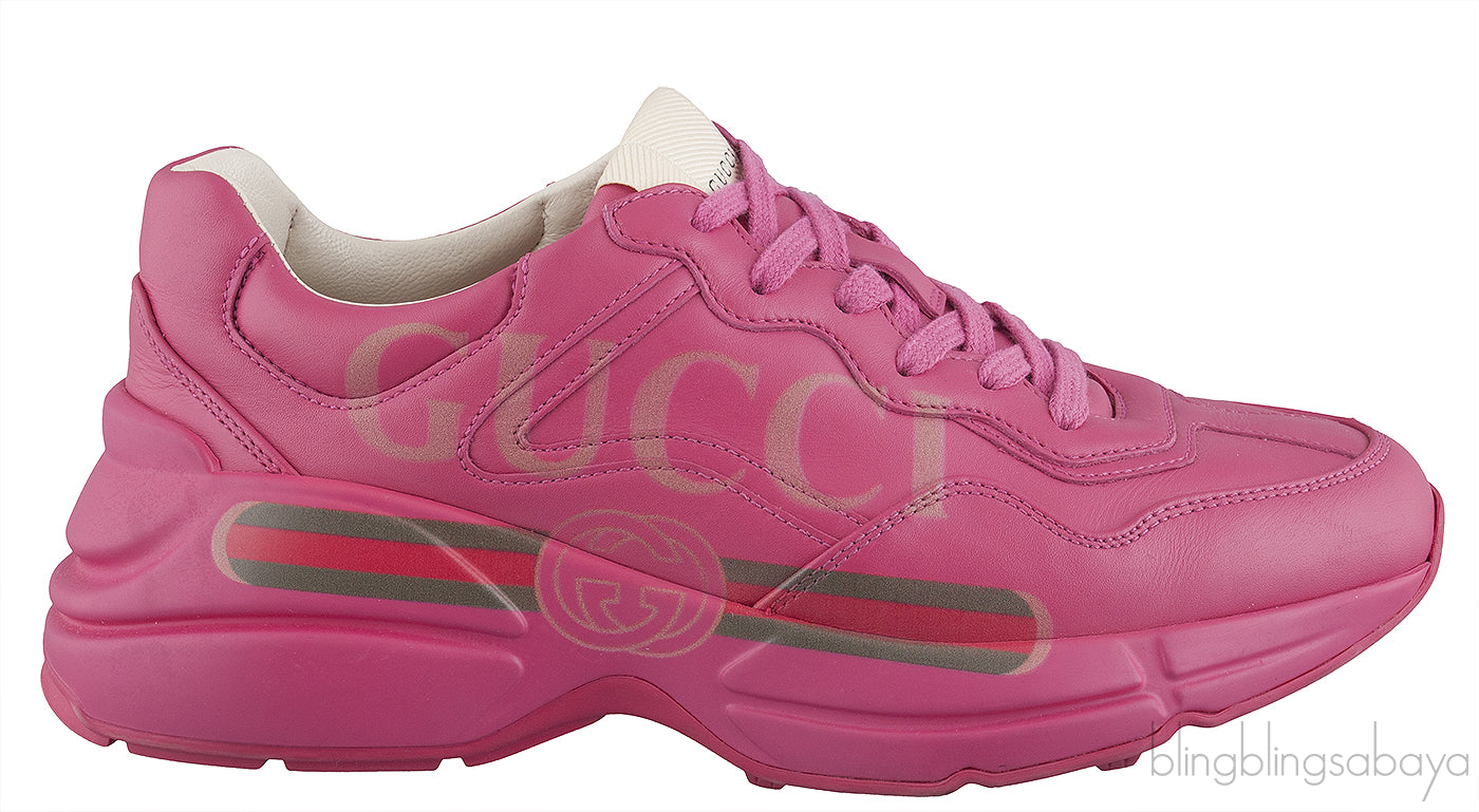 Pink Rhyton Logo Leather Sneaker
