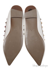 Valentino Garavani White Rockstuds Flat Shoes