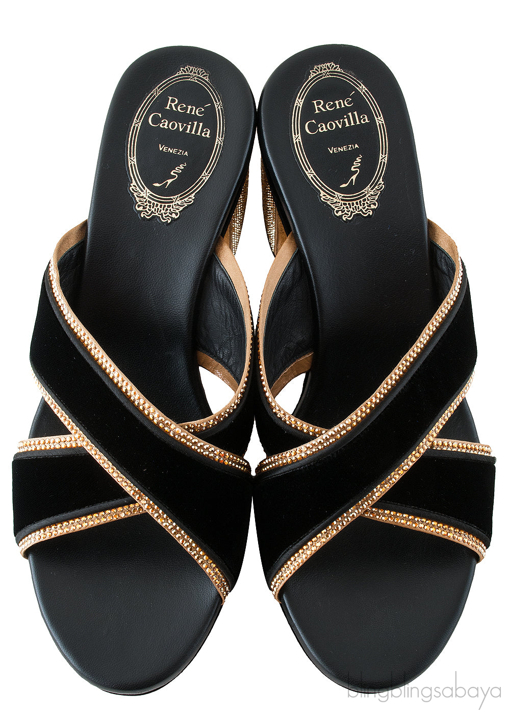 Black & Gold Criss-cross Sandals