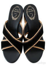 Black & Gold Criss-cross Sandals