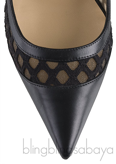 Black Cut-out Mesh Pointed Toe