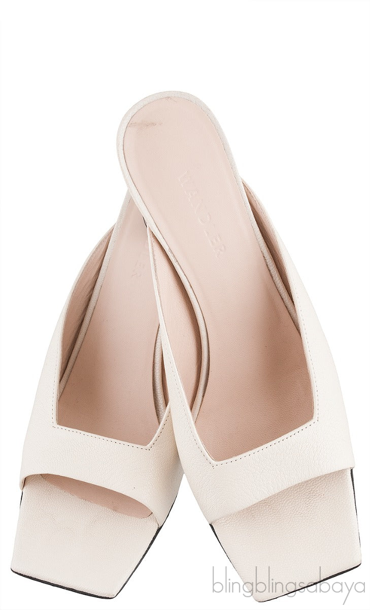 Isa Open Toe Mules Beige