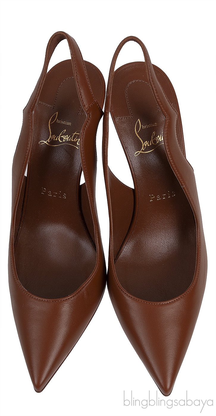 Brown Leather Slingback Heels