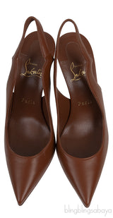 Brown Leather Slingback Heels