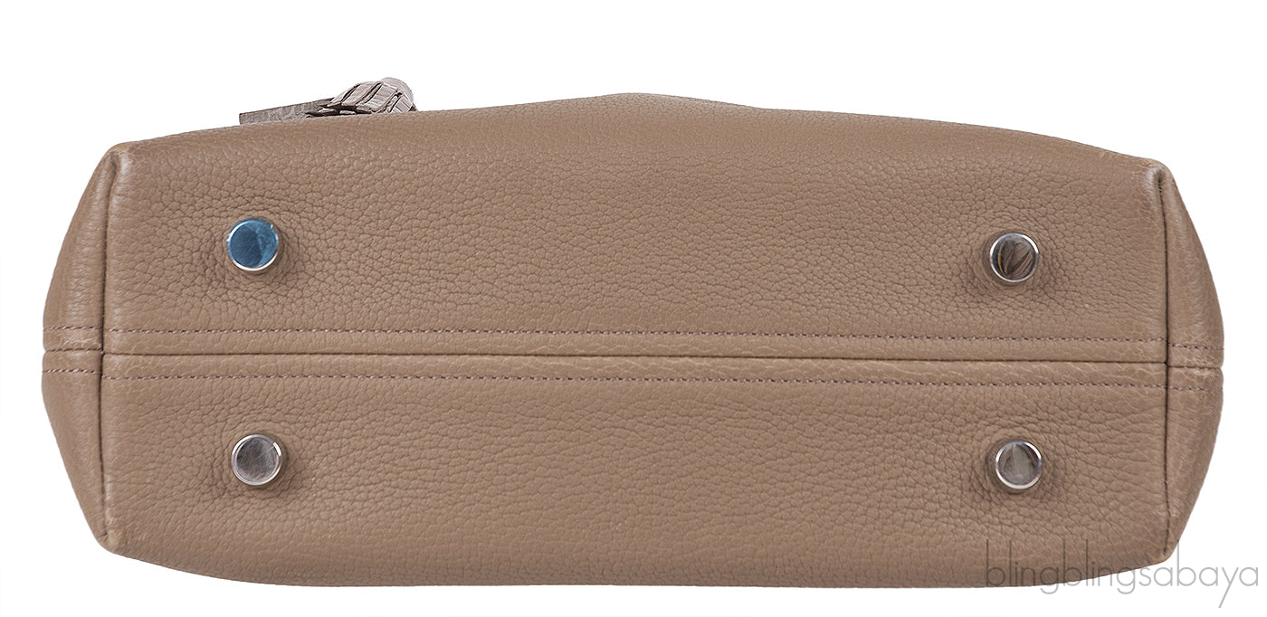 Etoupe Leather Croc Print Handle Bag