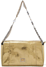 Metallic Gold Snakeskin Flap Bag