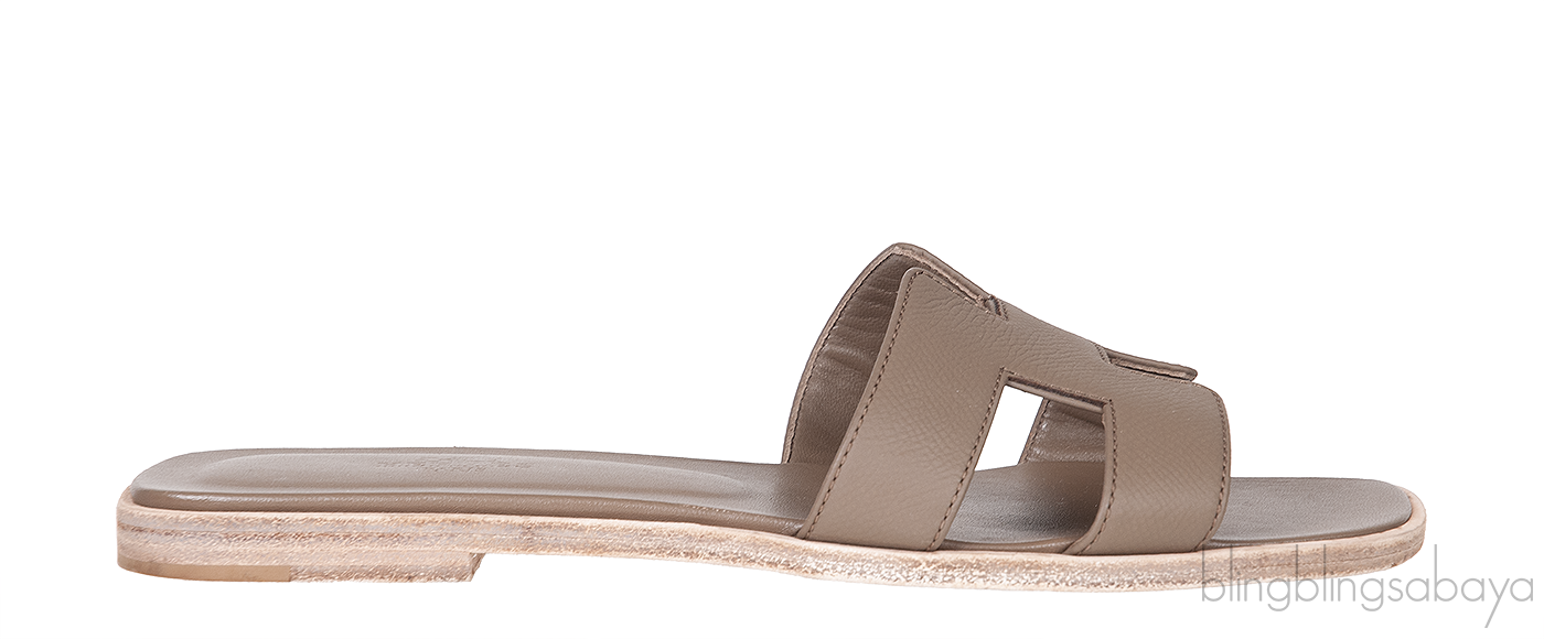Oran Grey Epsom Slide Sandals