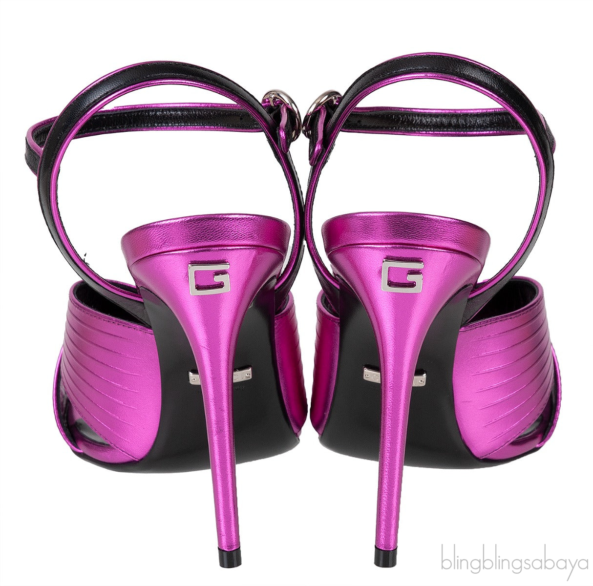 Criss-cross Metallic Magenta Slingback Sandals
