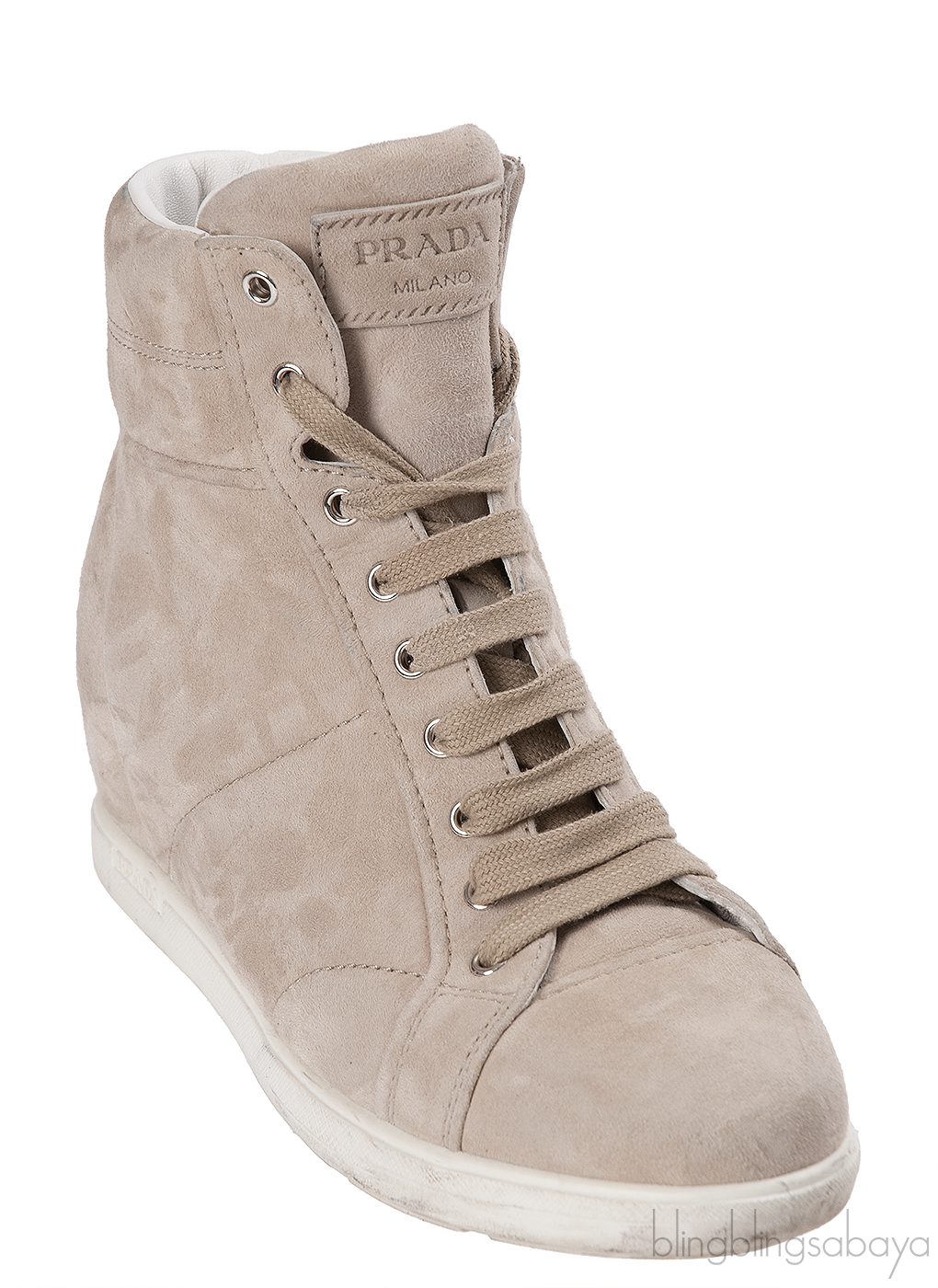 Prada Grey Suede Wedge Sneakers