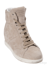 Prada Grey Suede Wedge Sneakers