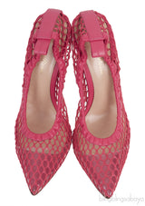 GIANVITO ROSSI Pink Leather Trimmed Fishnet Pump 38