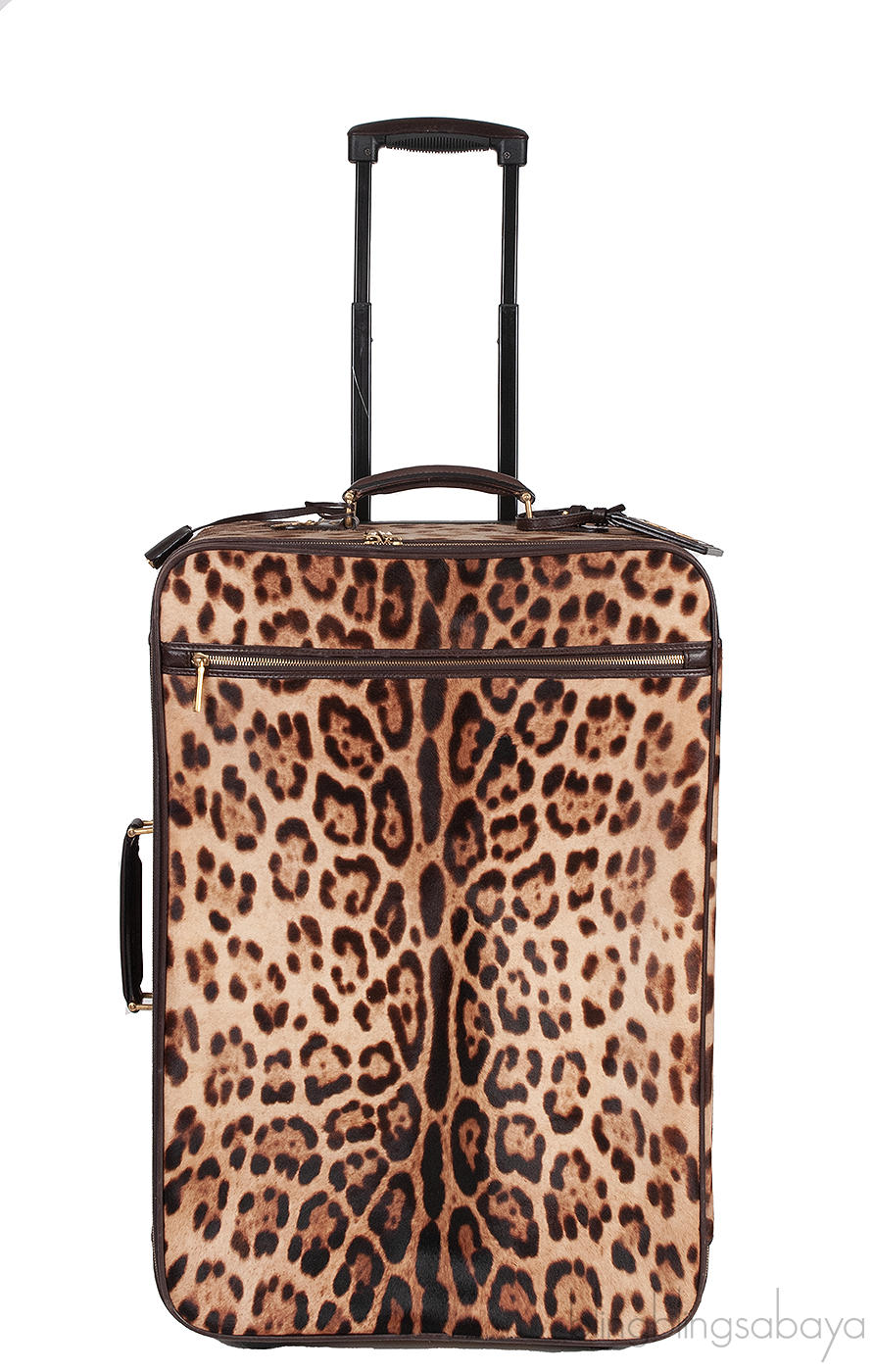 Leopard Pony Hair Medium Luggage Trolley