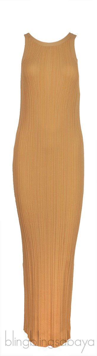 Yellow Seamless Ribbed Tank Dress