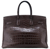Birkin 35 Brown Matte Porosus PHW