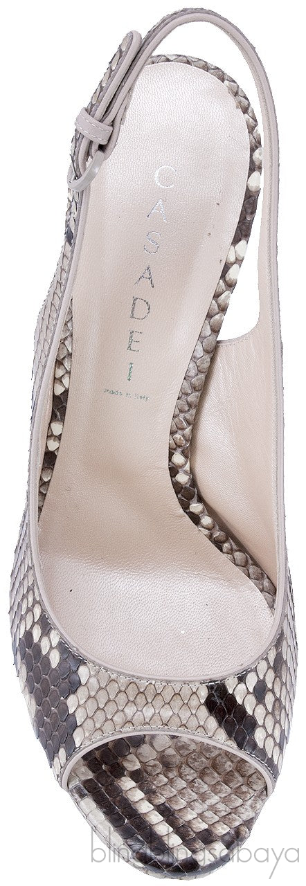 Natural Python Peep Toe Slingback