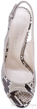 Natural Python Peep Toe Slingback