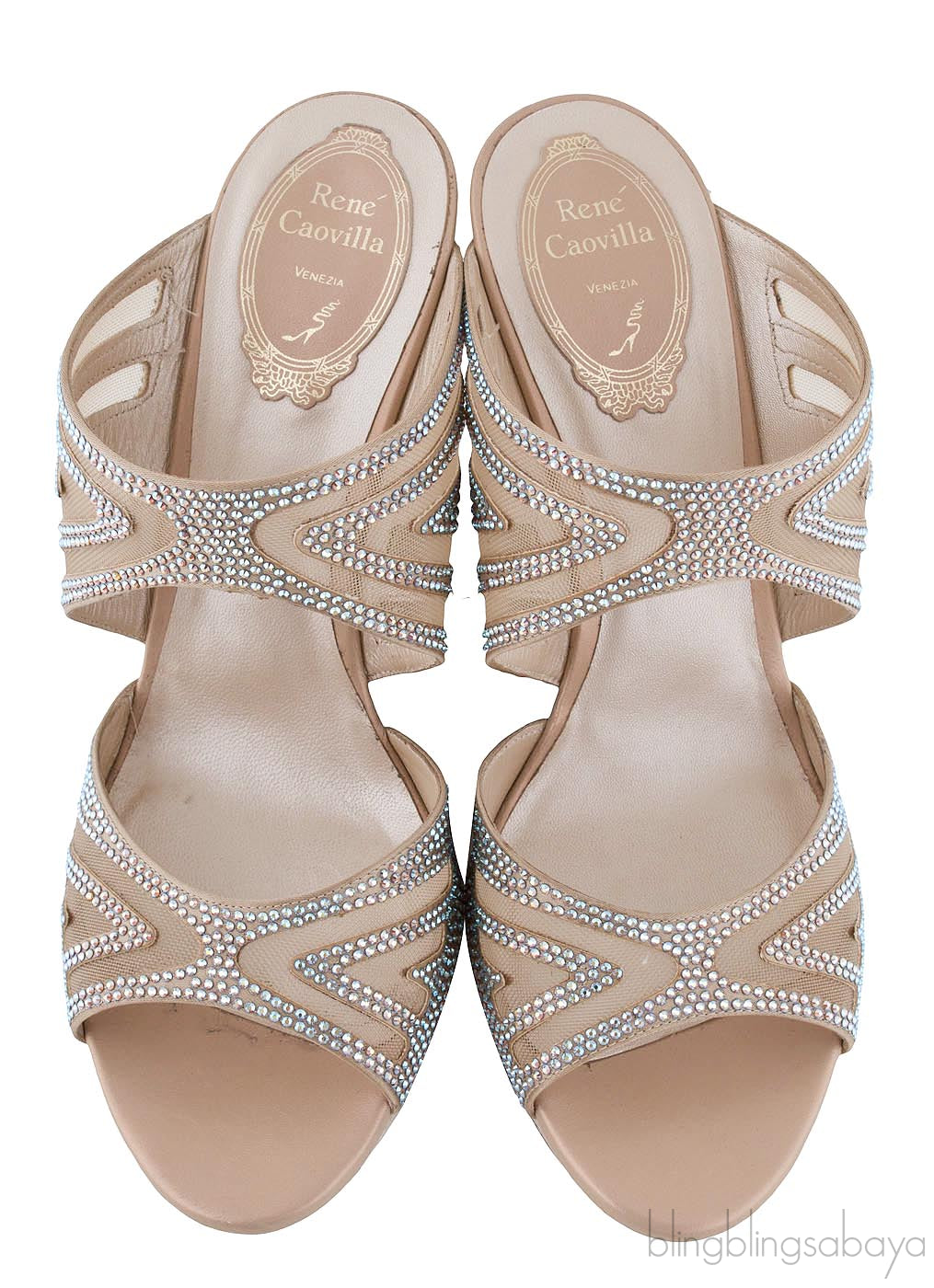 Mesh Crystal Wedge Mule