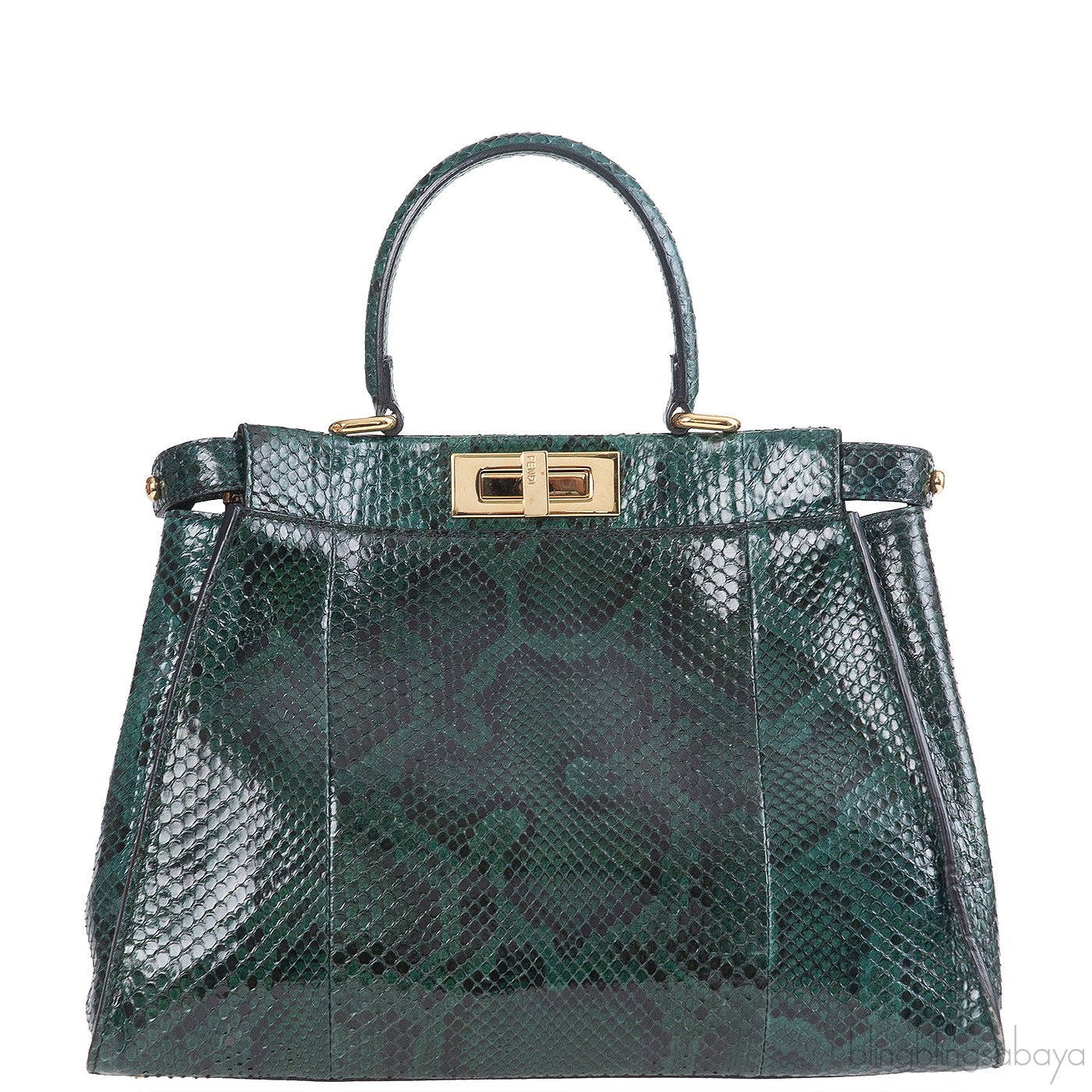 Fendi Peekaboo Medium Green Python Bag