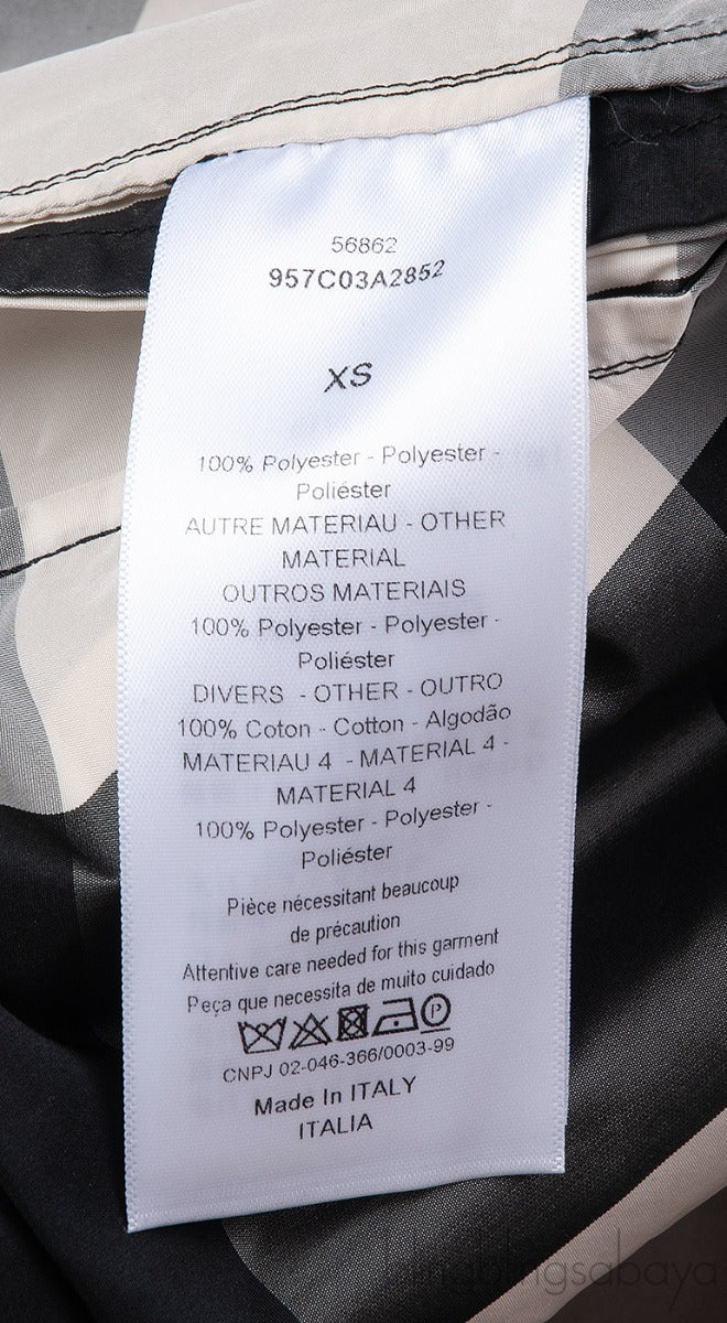 Dior Black & Off White Plaid Polyester Rain Jacket