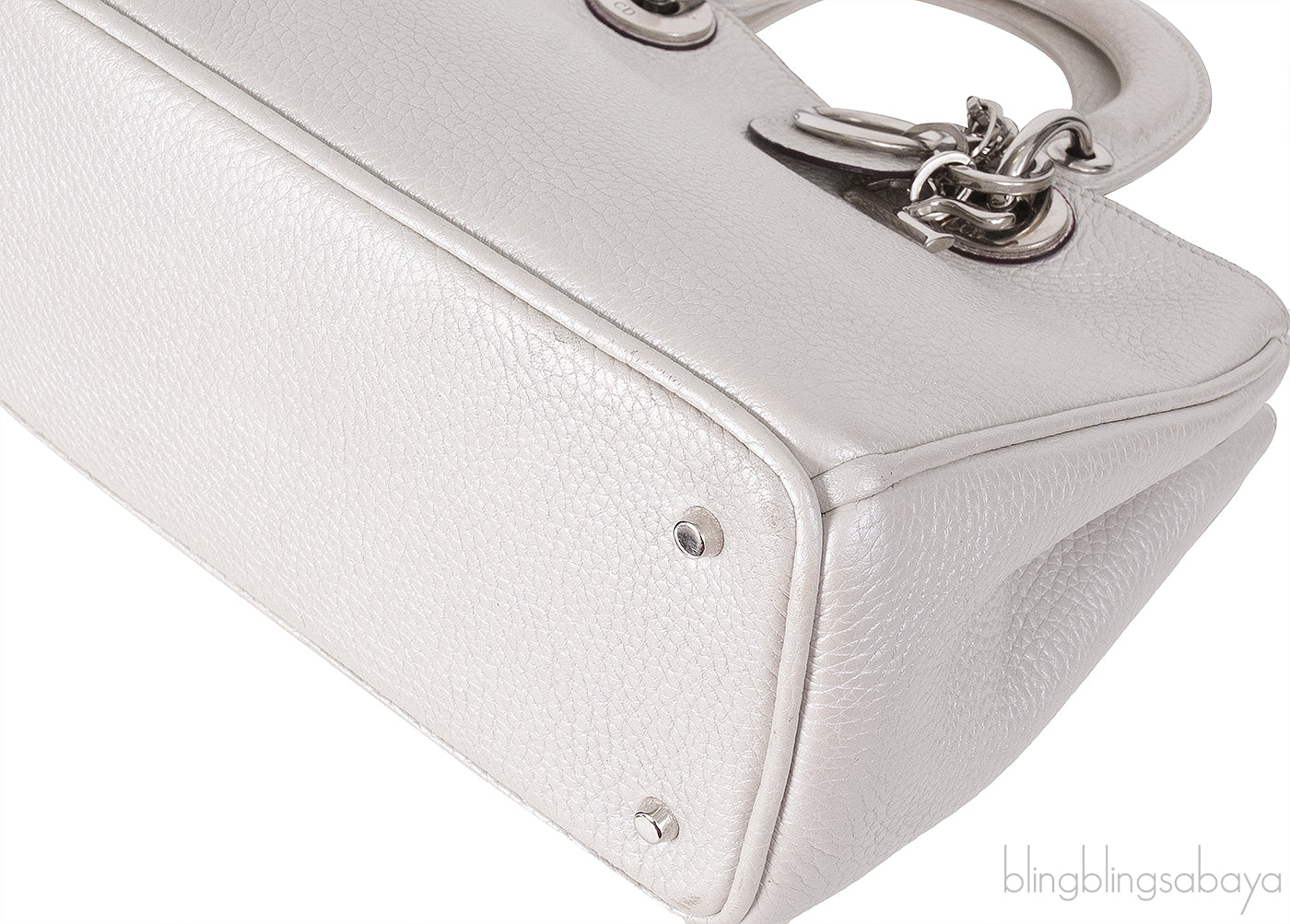 Christian Dior Diorissimo Metallic White Mini Tote Bag