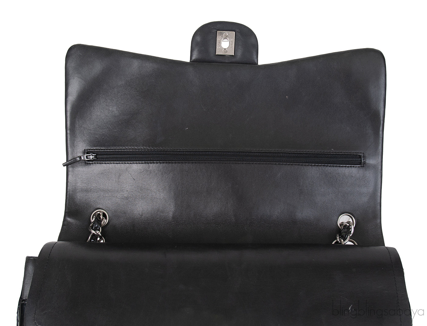 Chanel Black Patent Maxi Double Flap Quilted Bag