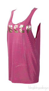 Gucci Pink Guccy and Star Metallic Gold Tank Top