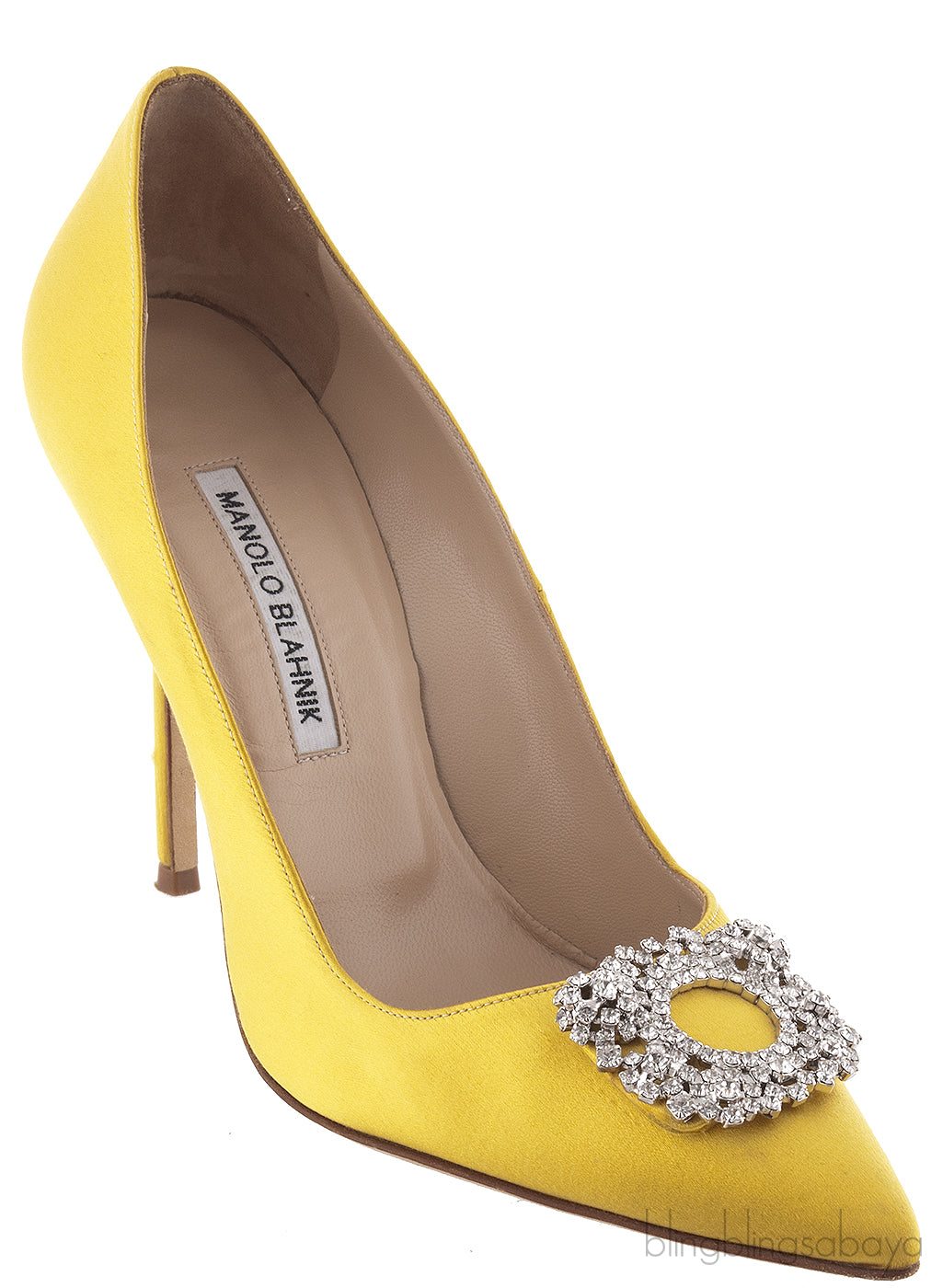 Yellow Jeweled Pointed Pump