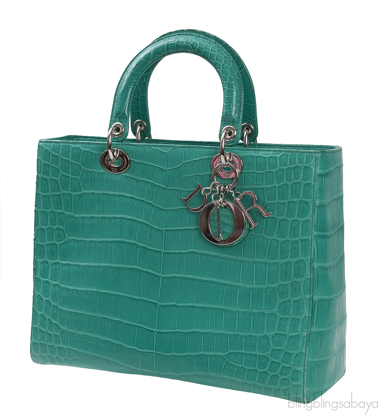 Lady Dior Large Green Crocodile Handbag