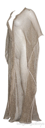 Metallic Gold Net Kaftan Dress