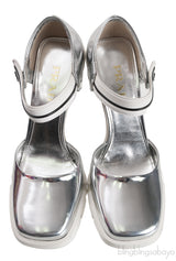 Metallic Silver Leather Pump
