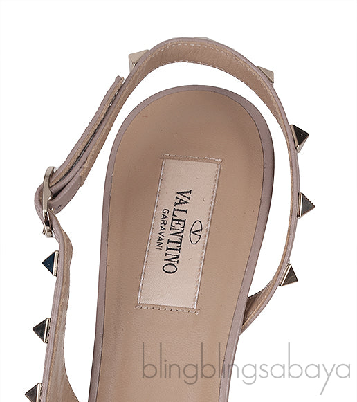 Spike Rockstud Nude Slingback Mini Heels