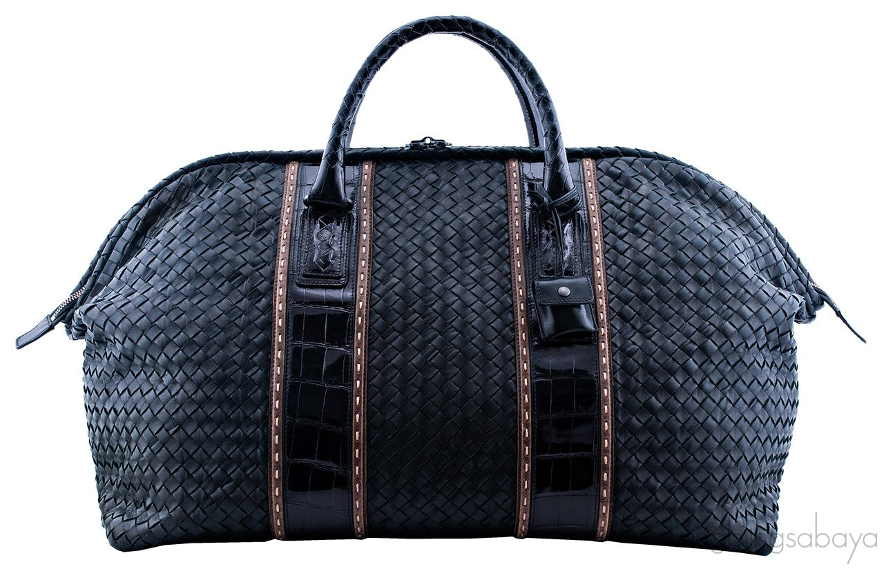 Nero Intrecciato Nappa Croco Duffle